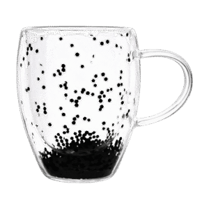 Taza Doble Vidrio 300ml Lentejuelas Negro