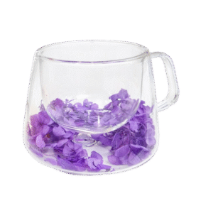 Taza Doble Vidrio Flores 150ml Violeta