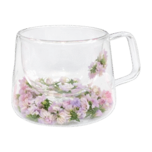 Taza de Doble Vidrio Diseño de Flores 150ml