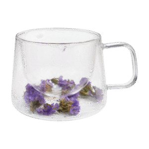 Taza Doble Vidrio Flores 150ml Violeta