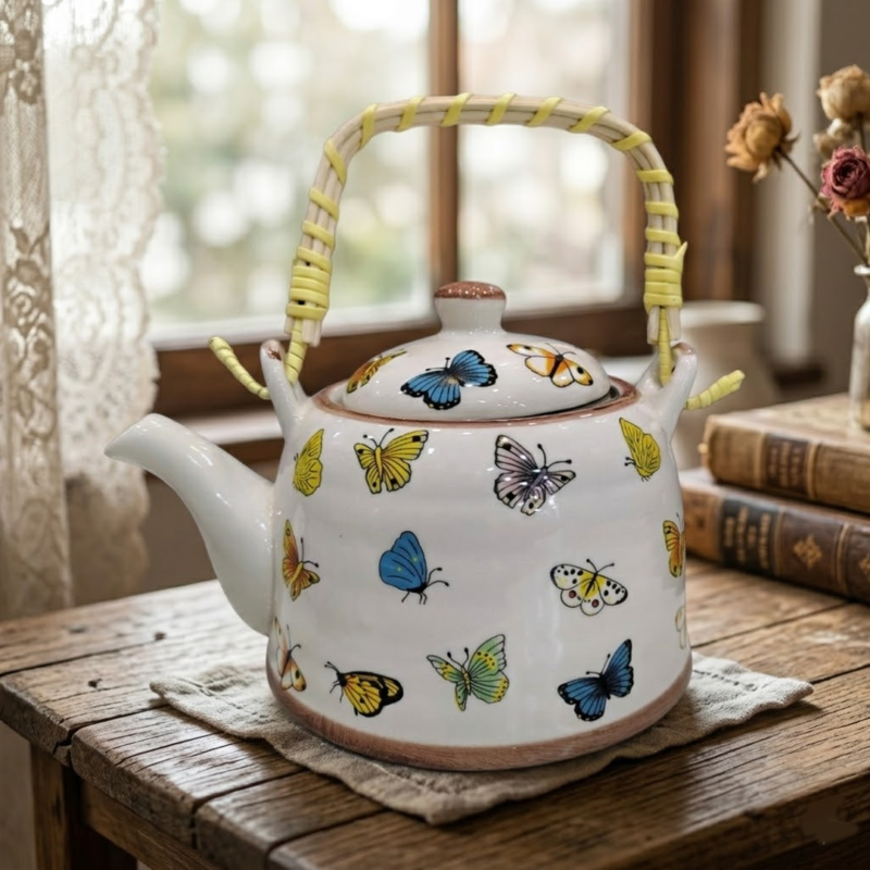 Tetera de Porcelana 650ml Mariposas