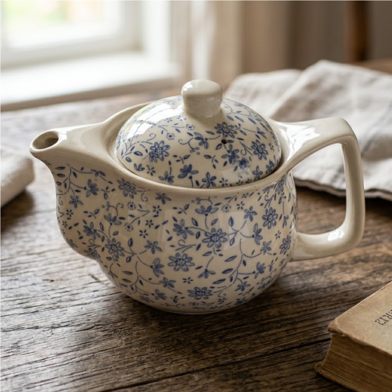 Tetera de Porcelana 500ml Flores Celestes