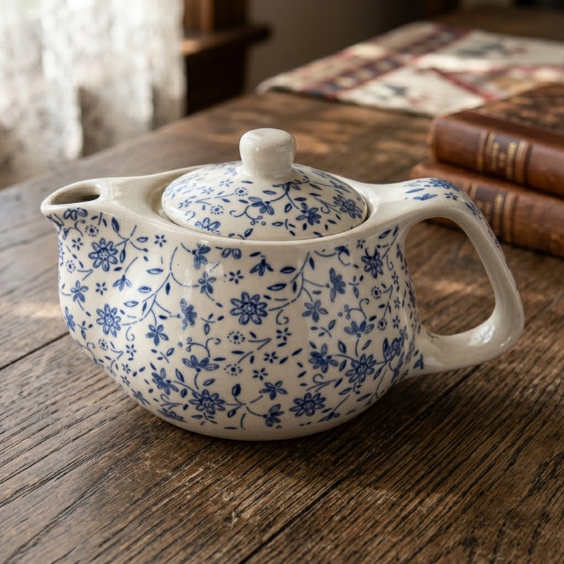Tetera de Porcelana 250ml Flores Celestes