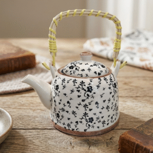 Tetera de Porcelana 800ml Flores Negras