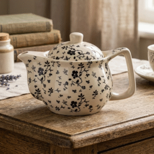 Tetera de Porcelana 500ml Flores Negras