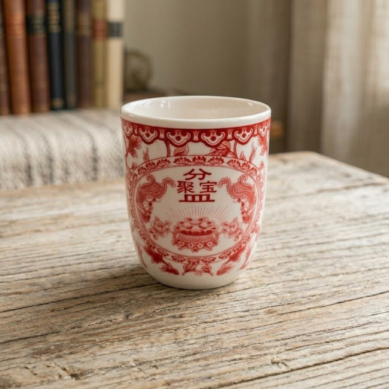 Cuenco de Porcelana 150ml Diseño Oriental Rojo