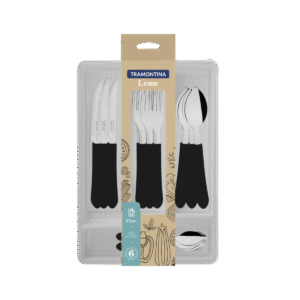 Set x25 Cubiertos Acero Inoxidable TRAMONTINA leme Negro 285583
