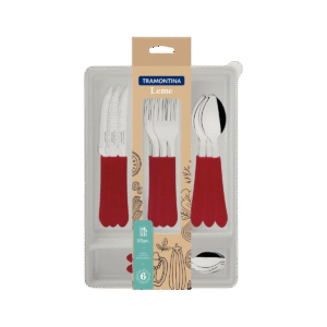 Set x25 Cubiertos Acero Inoxidable TRAMONTINA leme Rojo 285606