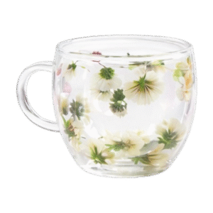 Taza de Doble Vidrio Diseño de Flores 200ml