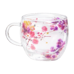 Taza Doble Vidrio Flores 200ml Multicolor