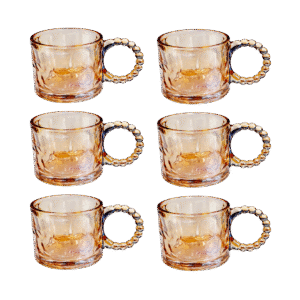 Pack x6 Tazas De Vidrio 320ml Dorado