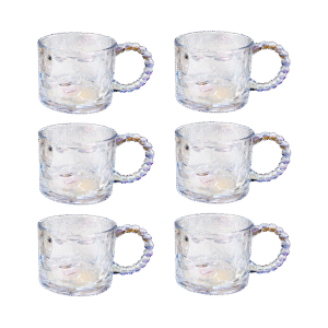 Pack x6 Tazas De Vidrio 320ml Tornasolado