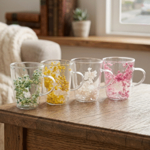 Taza de Vidrio 200ml Flores