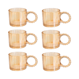 Pack x6 Tazas De Vidrio 320ml Dorado