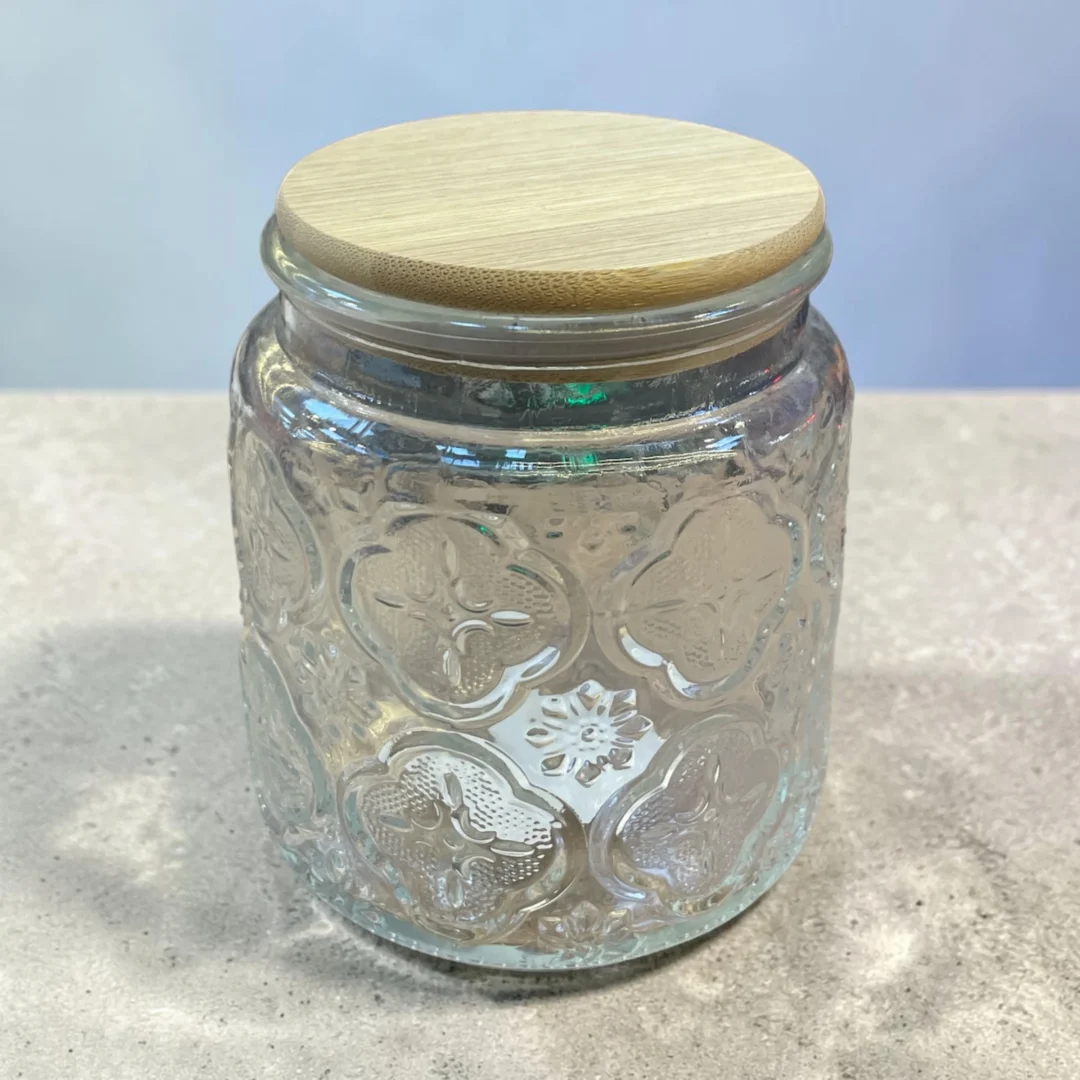 Frasco de Vidrio con Tapa de Madera 550ml
