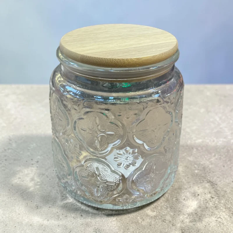 Frasco de Vidrio con Tapa de Madera 550ml