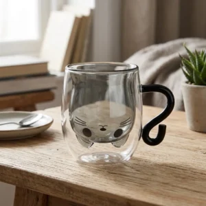 Taza Doble Vidrio 320ml Gato