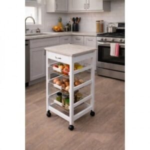 37X37X76 CM CARRO COCINA MAD. BLANCO C/RUEDAS