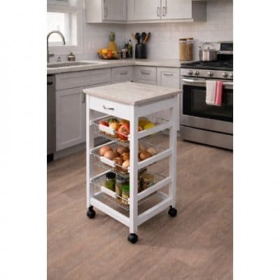 37X37X76 CM CARRO COCINA MAD. BLANCO C/RUEDAS