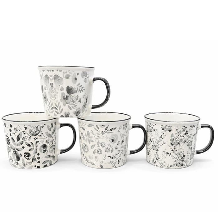 TAZA DE CERAMICA Diseño Floreada 400cc