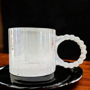 TAZA VIDRIO MANIJA CIRC LINEAS TORNASOL 320ML X6U