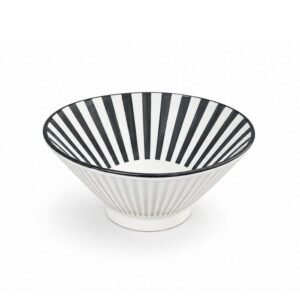 Bowl. Porc. Diseño Ramen Blanco y Negro / Med.: 19*8cm.
