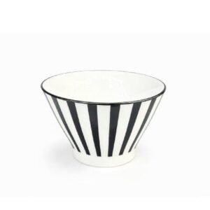 Bowl. Porc. Diseño Conico Blanco y Negro / Med.: 13*8cm