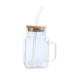TAZA DE VIDRIO C/SORBETE 620ML