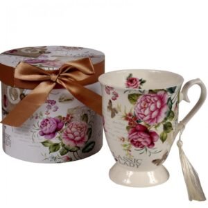 Taza, Diseño Floreado en Caja de Regalo