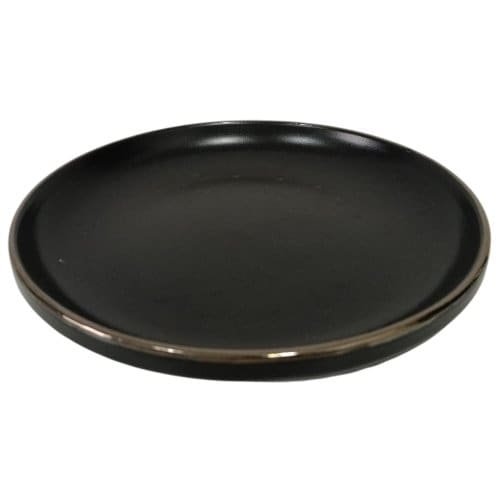 PLATO CERAMICA CHICO NEGRO Y DORADO 2,5x17,5 cm