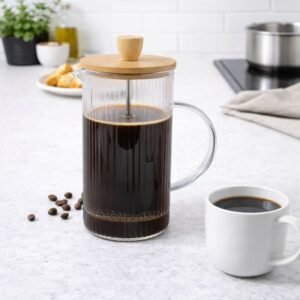 Cafetera De Embolo, Vidrio Con Tapa Bambu, 1000 Ml