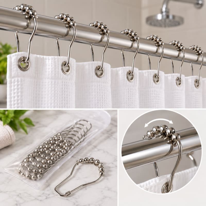Ganchos Roller Para Cortina De Baño X 12 Pcs