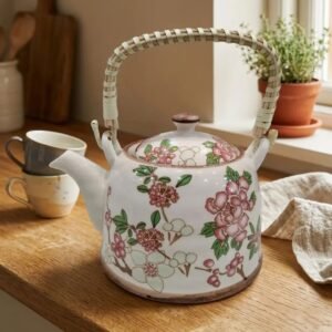Tetera de Porcelana 800ml Flores Rosas