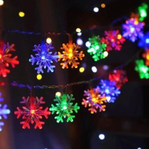 7502816190041 Guirnalda x28 Luces Copo de Nieve Multicolor Transparente