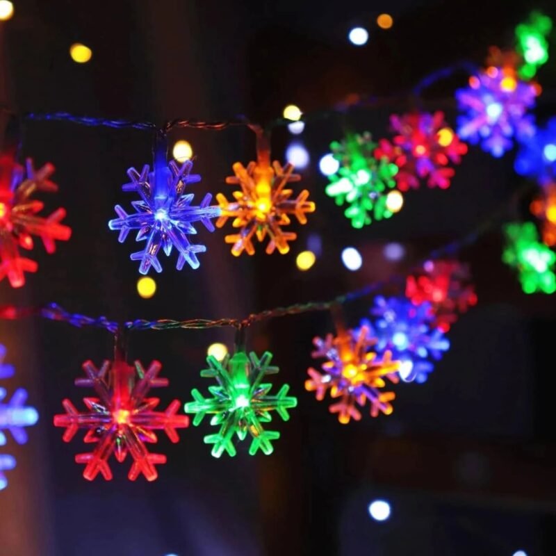 Guirnalda x28 Luces Copo de Nieve Multicolor Transparente