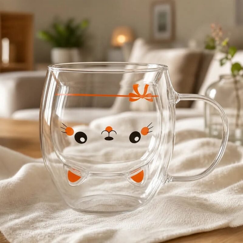 Taza Doble Vidrio 250ml Gato