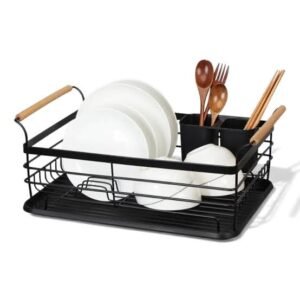 Escurridor cuadrado negro c/mango de madera