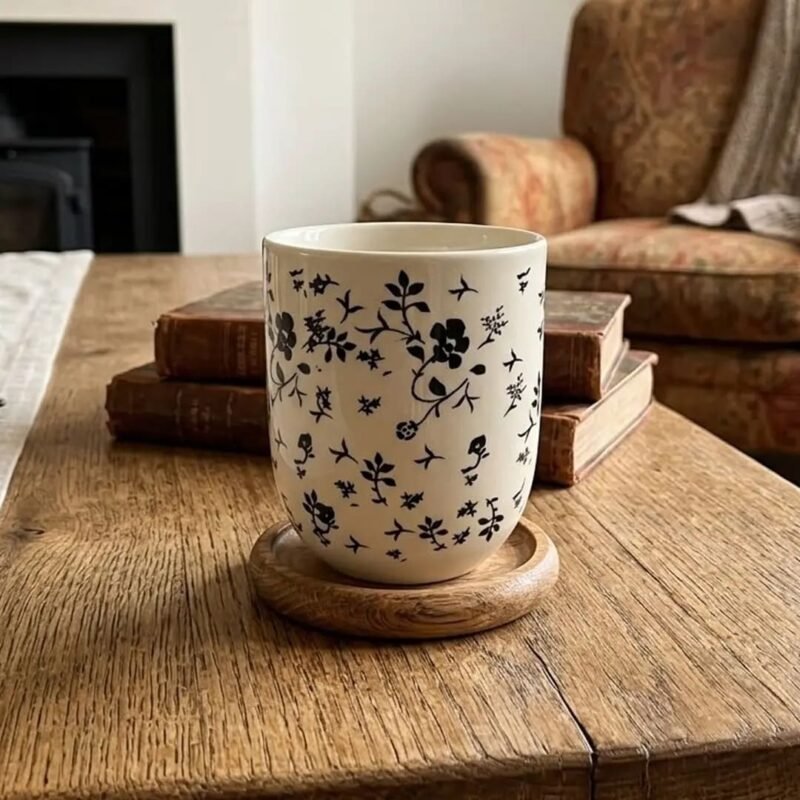 3790001020141 Cuenco de Porcelana 150ml Flores Negras