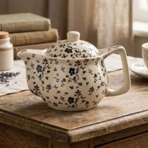 Tetera de Porcelana 500ml Flores Negras