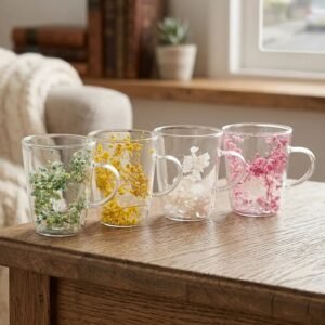Taza de Vidrio 200ml Flores