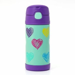 Botella Termica Thermos 355ML Corazones violeta