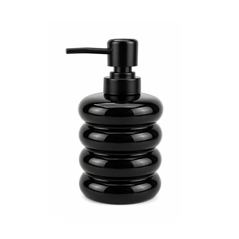Dispenser de jabón líquido de vidrio negro diseño nube 8x18,5cm