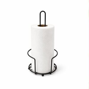 Porta rollo de cocina de hierro negro mate 15x34cm