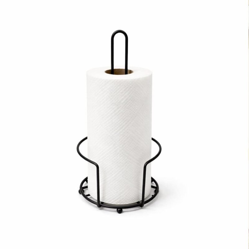 Porta rollo de cocina de hierro negro mate 15x34cm