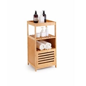 Mueble para baño de bamboo con puerta y tres estantes 34×30×70cm