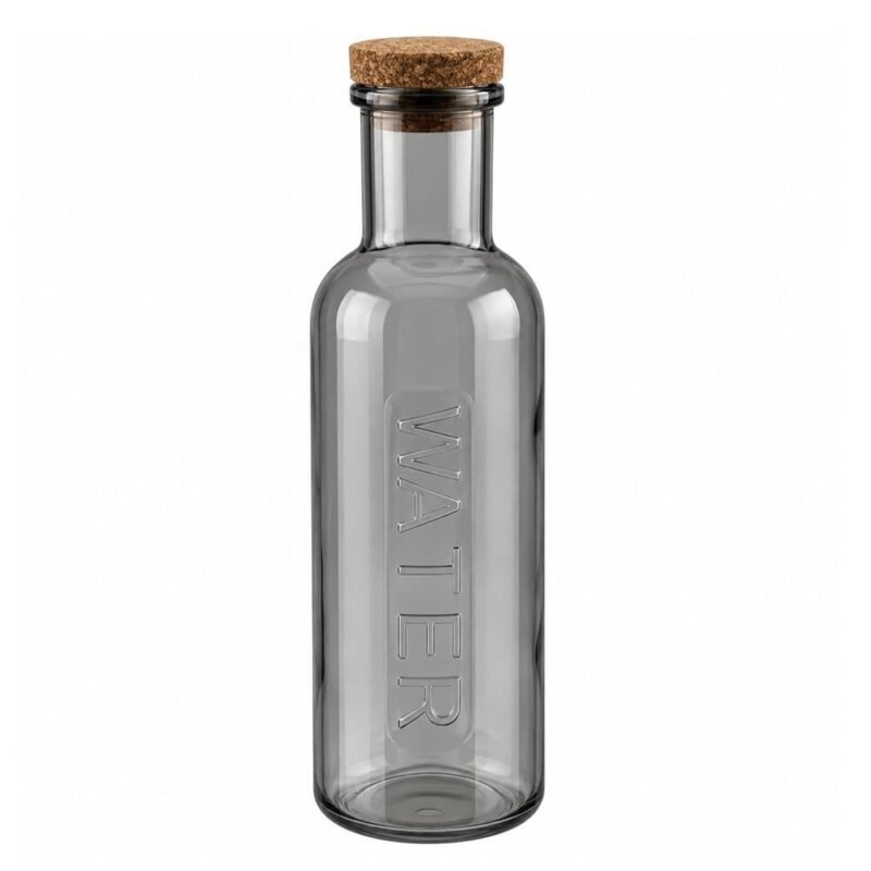 Botella gris Water con tapón corcho 1000ml - Vidrio