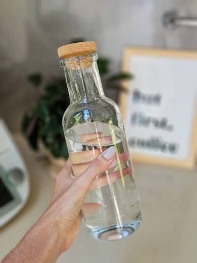 Botella transp verticales con tapón corcho 1000ml - Vidrio -