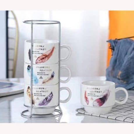 SETX4 POCILLOS CAFÉ APILABLES PLUMAS chi