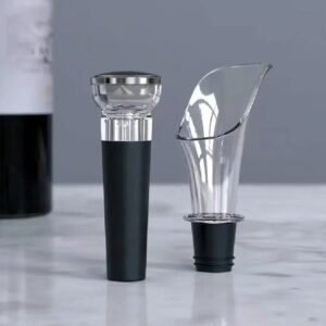 Set Kit Tapon C/vacio Y Pico Vertedor Para Botellas De Vino