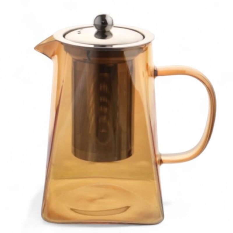 Tetera cónica dorada 950ml de vidrio